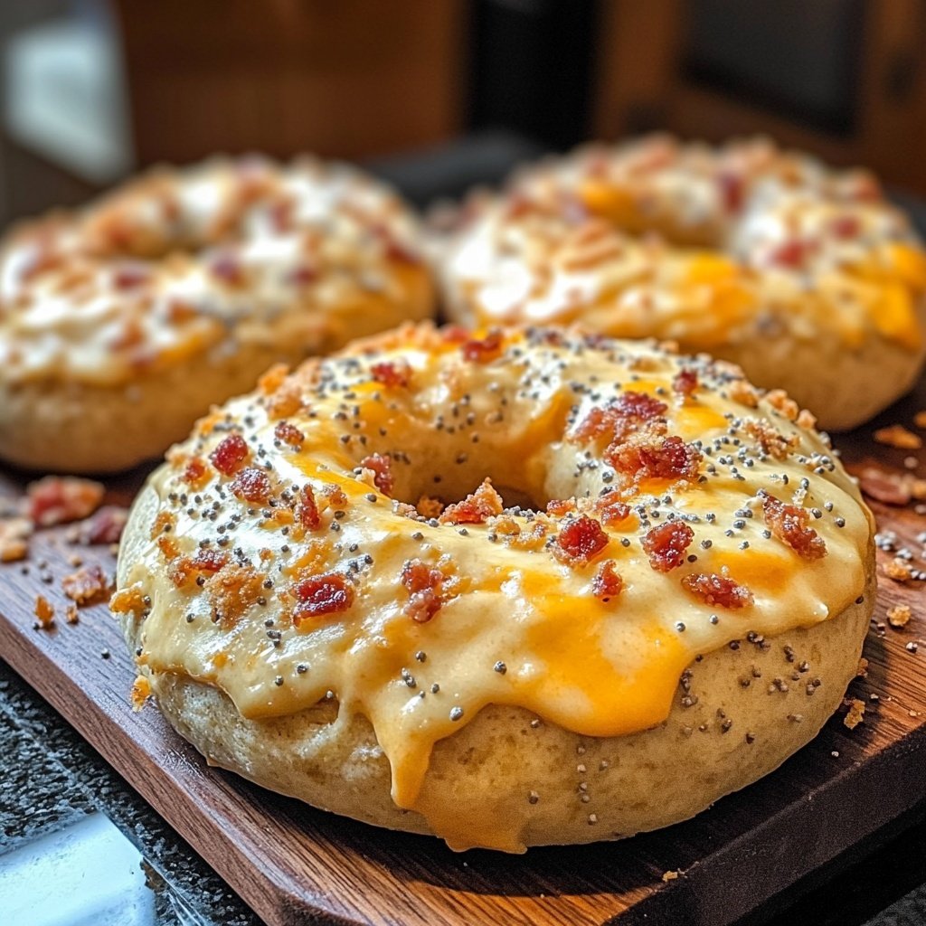 Creamy Bacon Cheddar Bagels