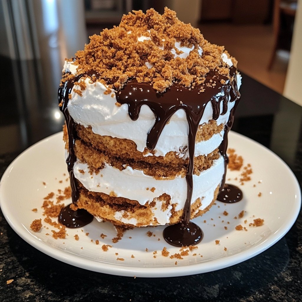 Gingerbread Parfait with Chocolate Sauce