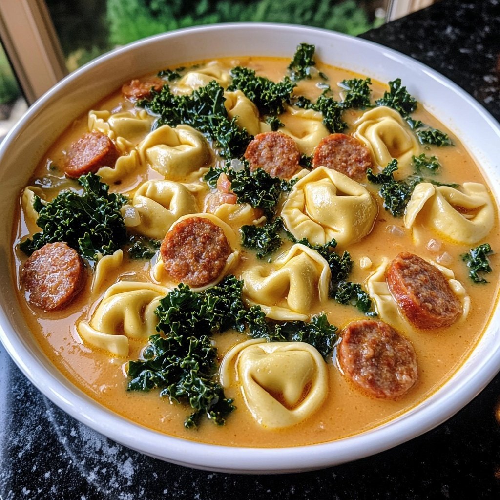 Creamy Sausage & Kale Tortellini Soup