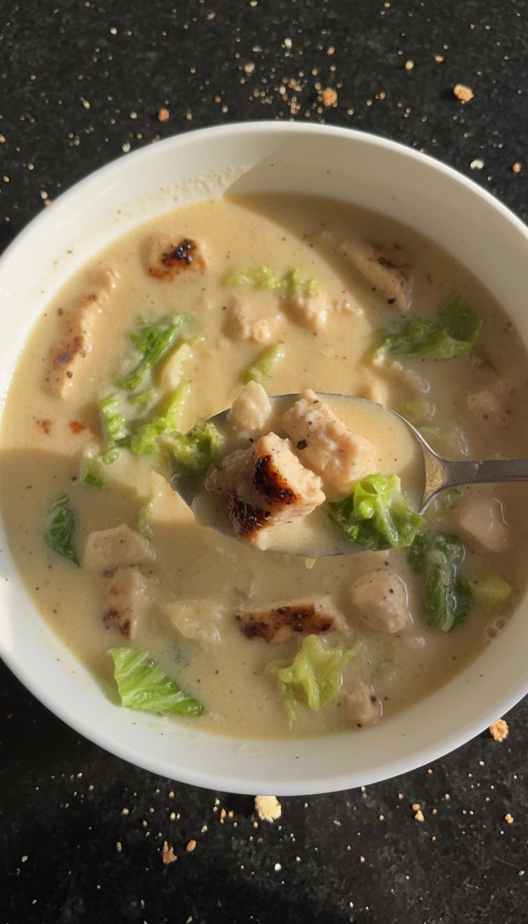 Grilled Chicken Caesar Soup