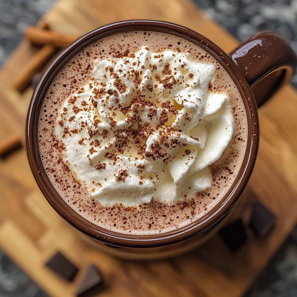 Hot Chocolate with Cinnamon, Vanilla and Whipped Cream