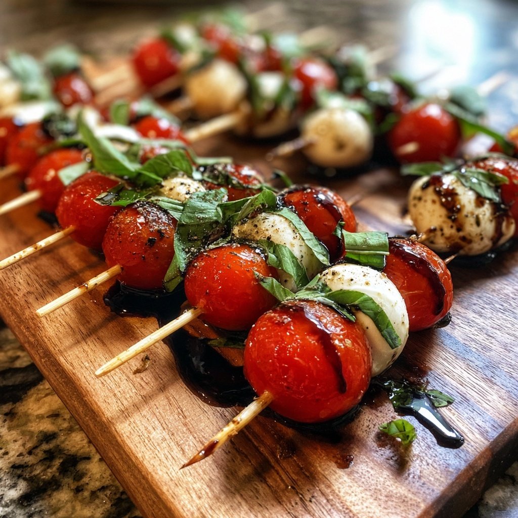 Mini Caprese Skewers with Balsamic Drizzle