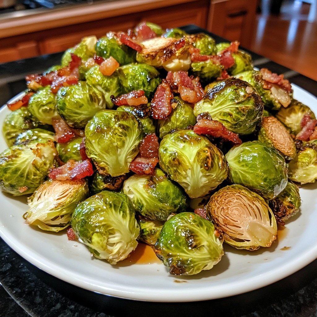 Roasted Brussels Sprouts with Bacon and Maple Syrup