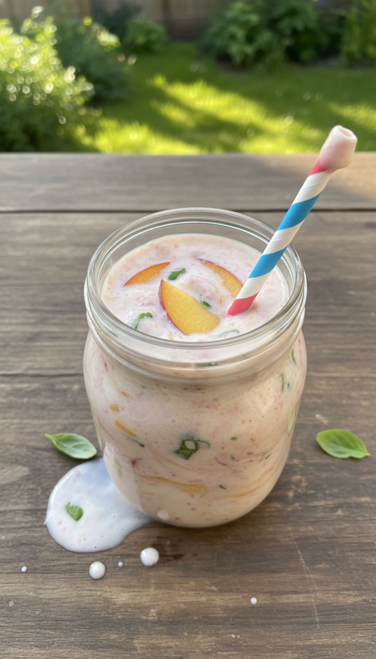 Peach Basil Smoothie Adventure