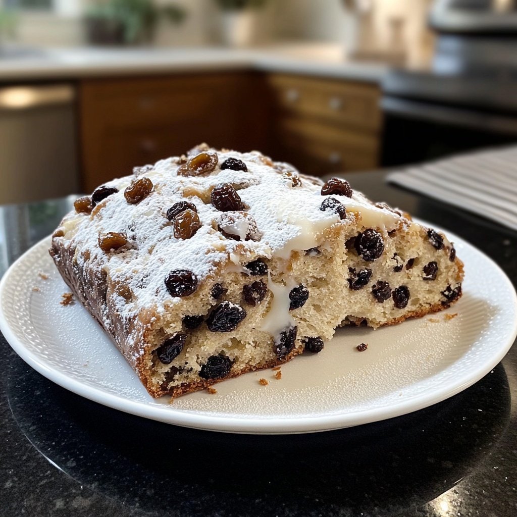 Traditional German Christmas Stollen with Rum-Soaked Raisins