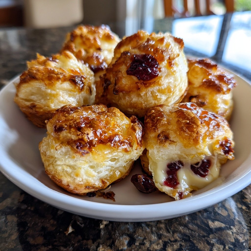 Puff Pastry Brie Bites with Cranberry
