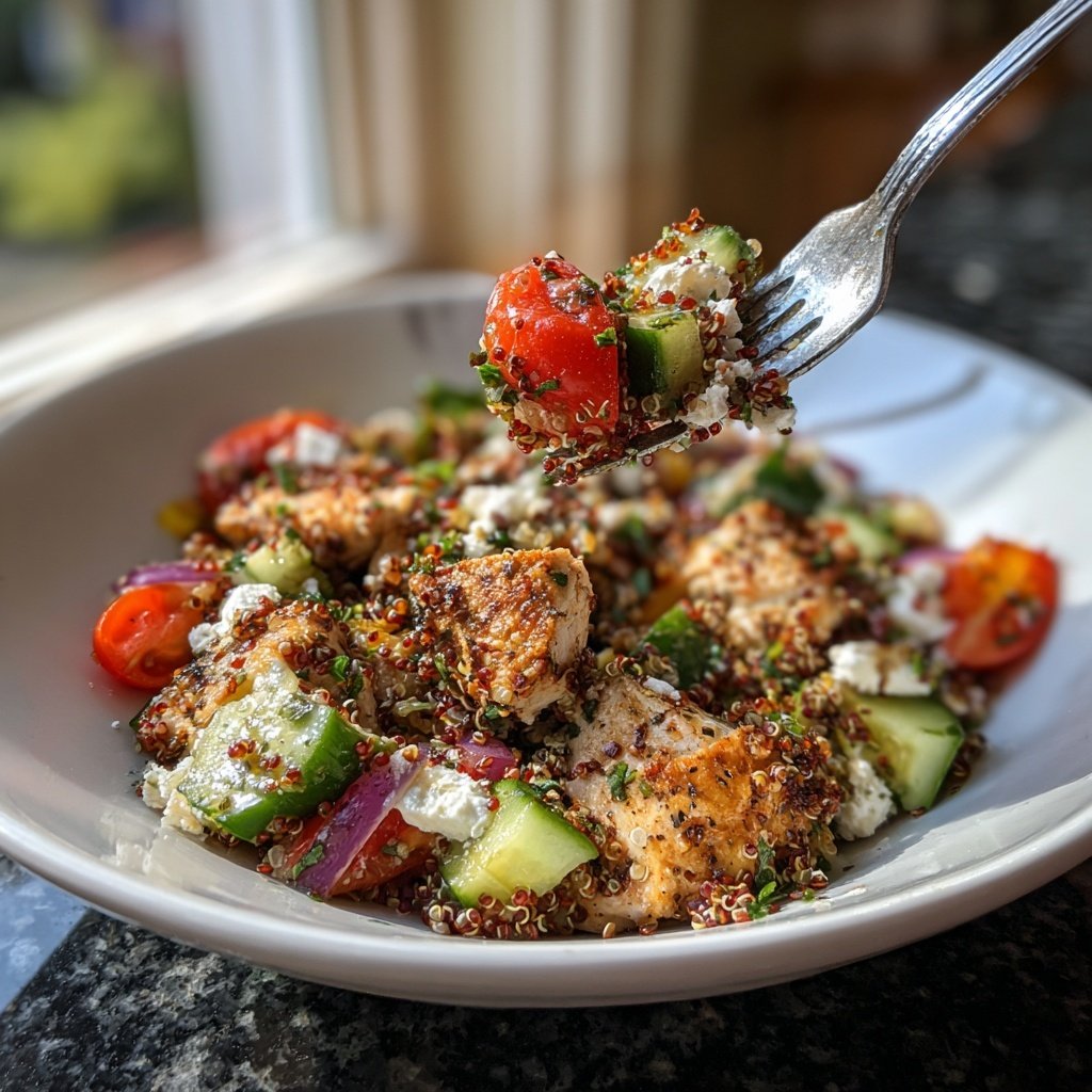 Greek Chicken Red Quinoa Salad