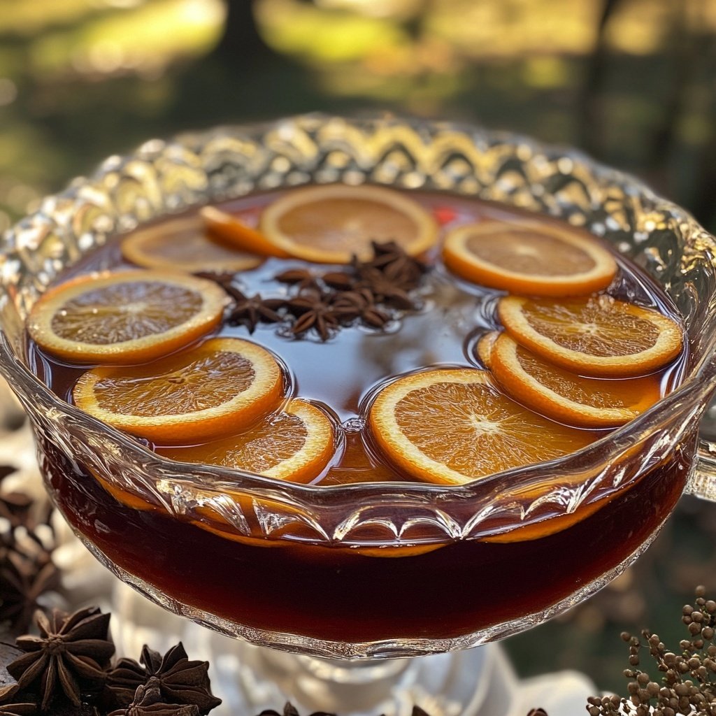 Spiced Mulled Wine Punch with Oranges and Cloves