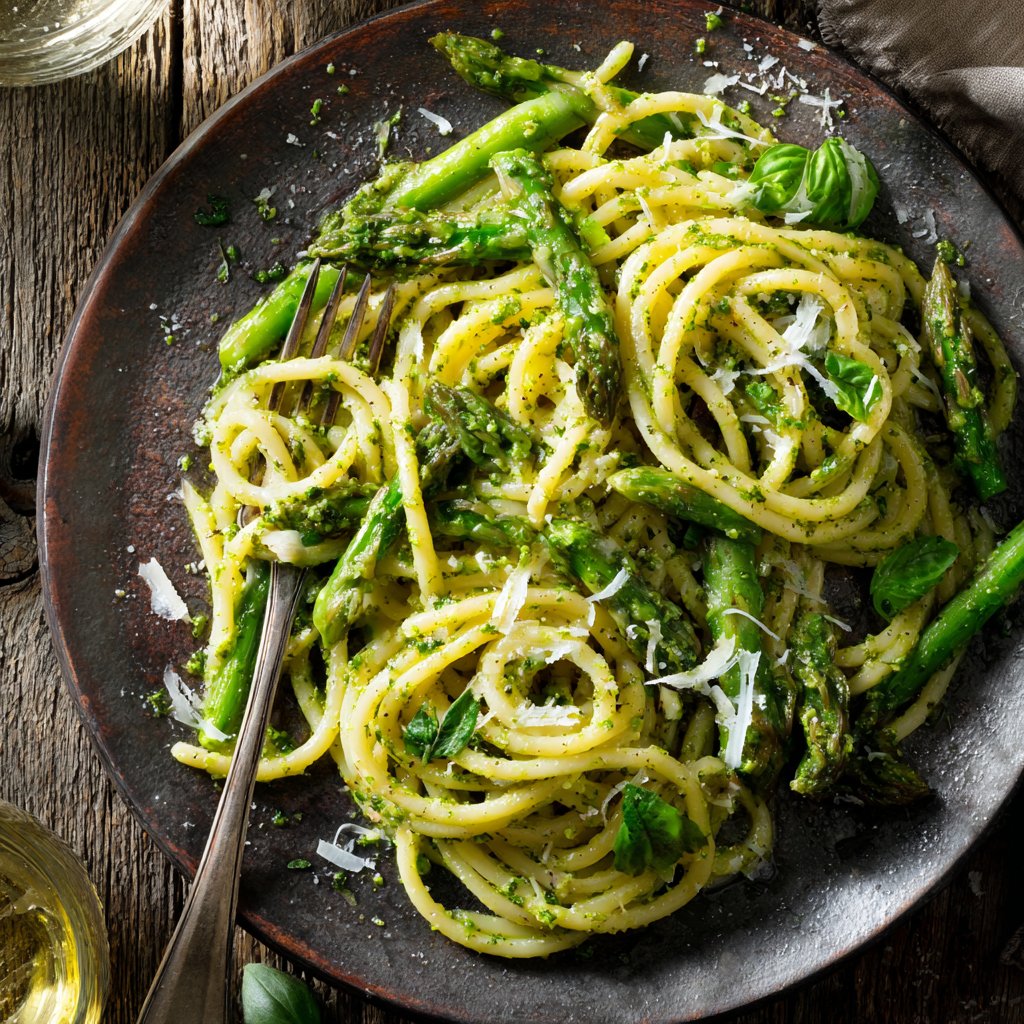 Pesto Pasta with Fresh Asparagus