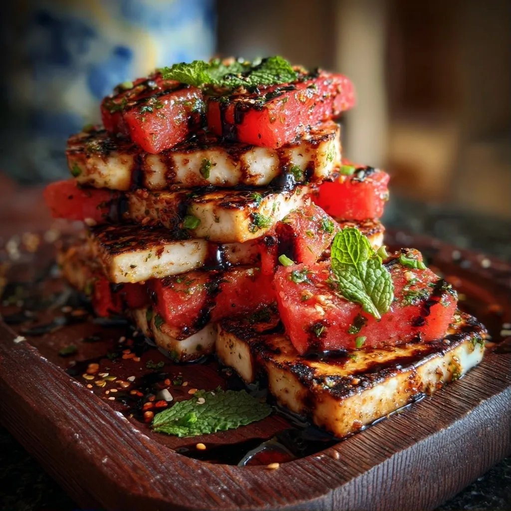 Grilled Halloumi Watermelon Stacks