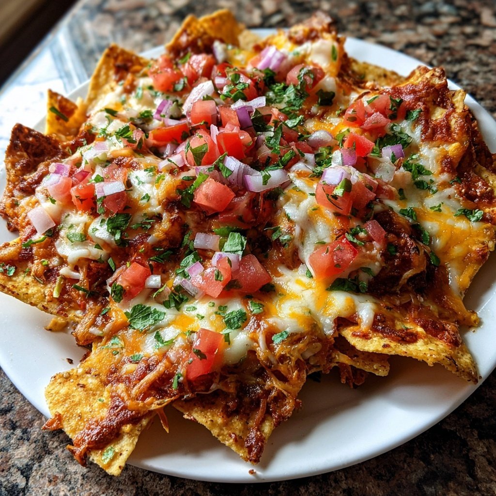 Baked Nachos with Salsa and Queso