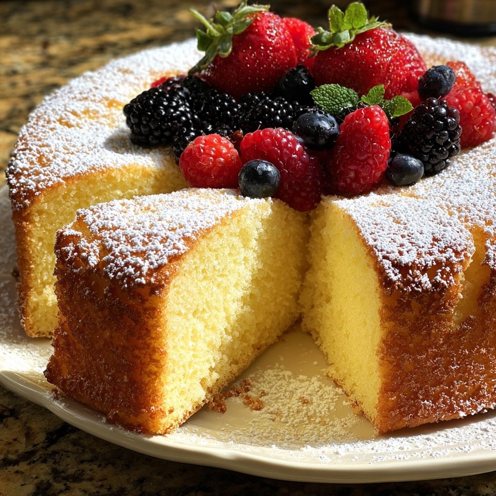 Fluffy Vanilla Sponge Cake with Fresh Berries