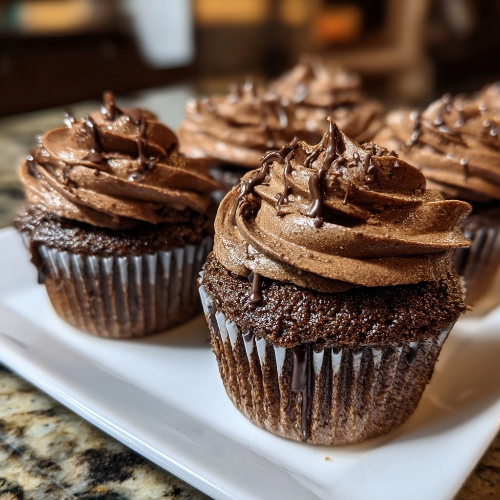 Fluffy Chocolate Mousse Cupcakes