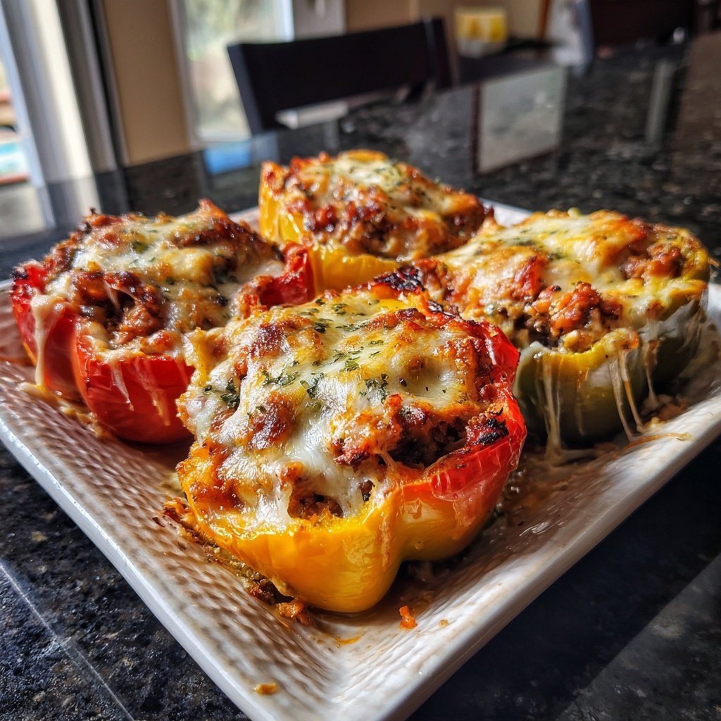 Beefy Mushroom Stuffed Peppers