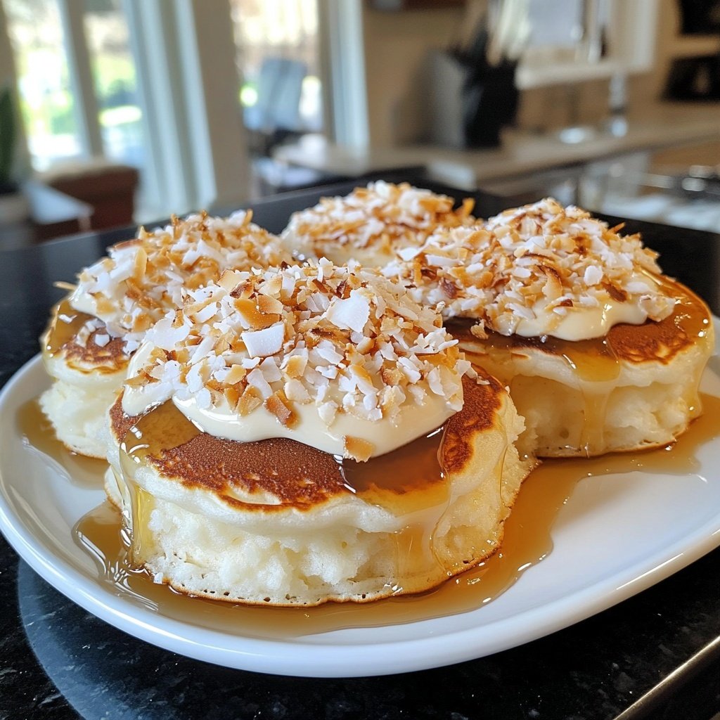Sweet Coconut Cream Pancakes